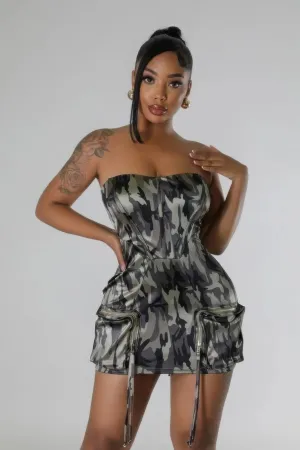 🔥 Camo Chic Zipper Closure Stretch Tube Dress – Sleek & Stylish! 🔥
