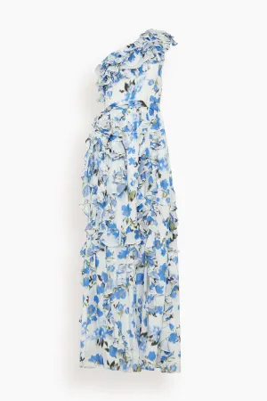 Angela Gown in Ivory/Bellflower Multi