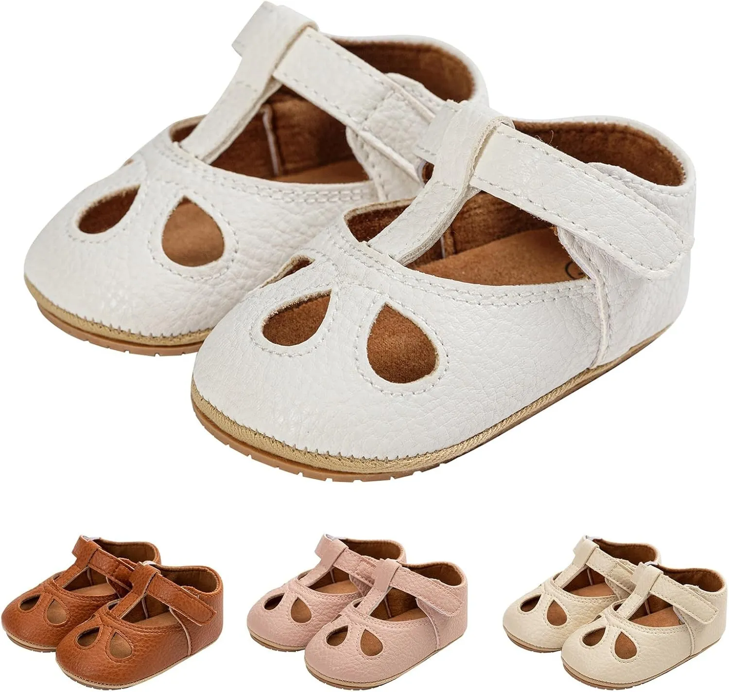 Baby Girls Mary Jane Flats Shoes Infant Hollowed Non-Slip Soft Sole Sandals Toddler First Walkers Outdoor Sneakers