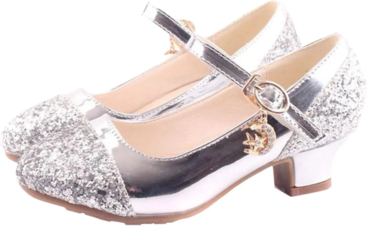 Baby Princess Dress Children Shoes High Heels Girls Single Shoes Dress Shoes Performance Buckles With Hook and Loop