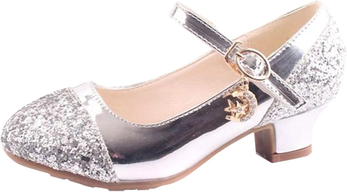 Baby Princess Dress Children Shoes High Heels Girls Single Shoes Dress Shoes Performance Buckles With Hook and Loop