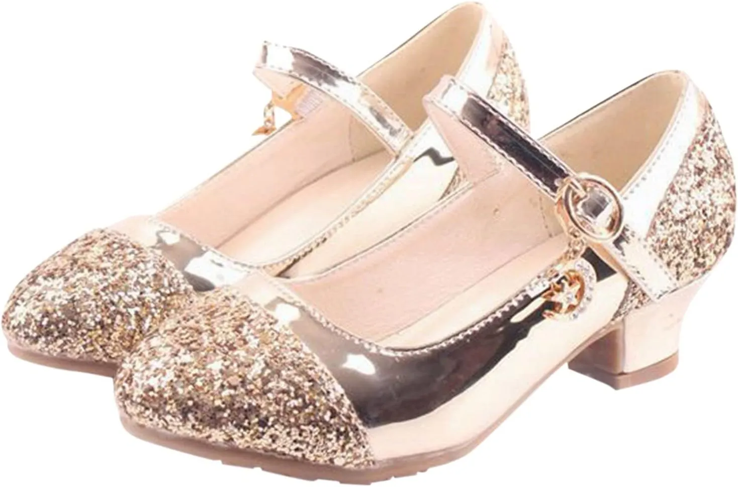 Baby Princess Dress Children Shoes High Heels Girls Single Shoes Dress Shoes Performance Buckles With Hook and Loop