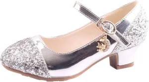 Baby Princess Dress Children Shoes High Heels Girls Single Shoes Dress Shoes Performance Buckles With Hook and Loop