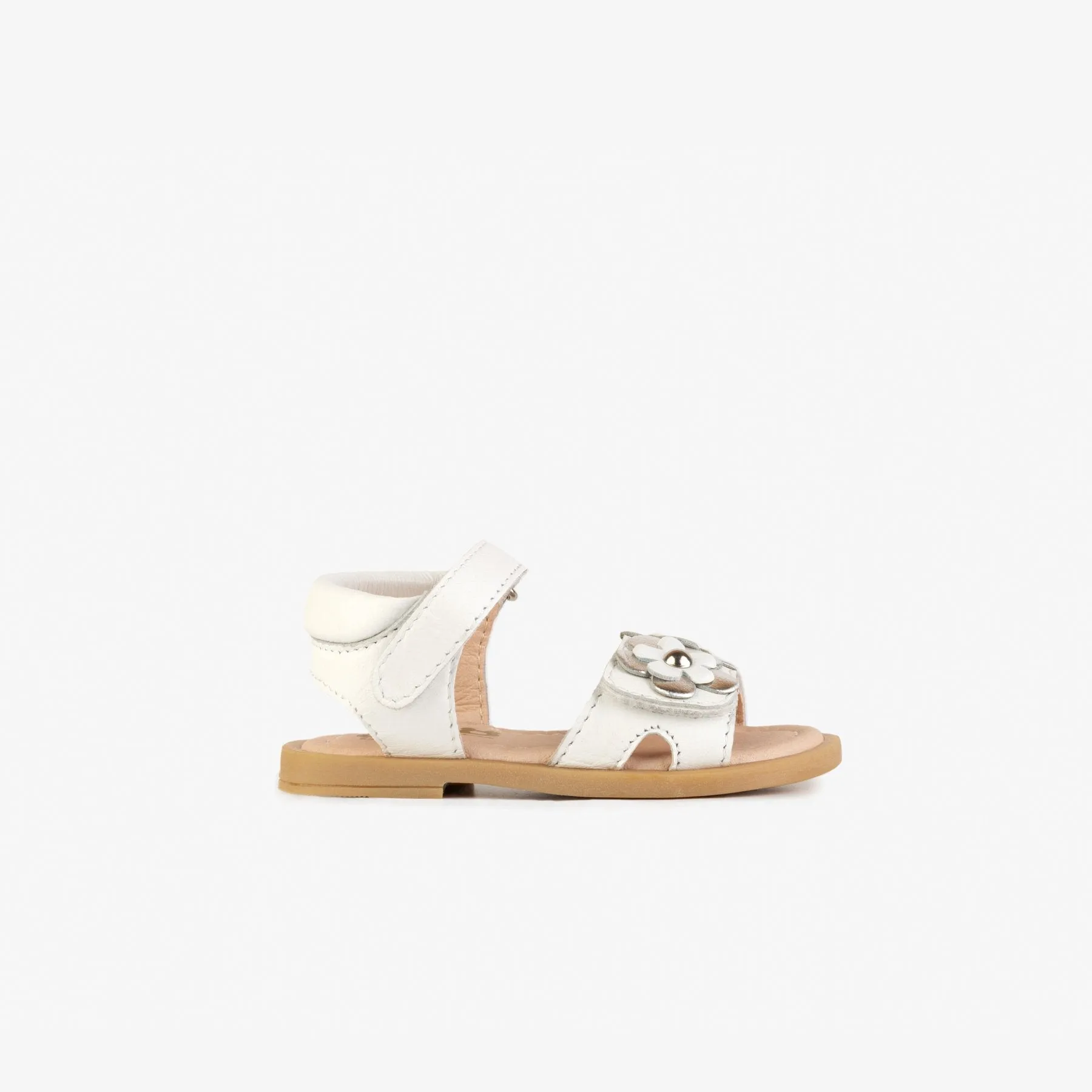 Baby's White Flowers Leather Sandals