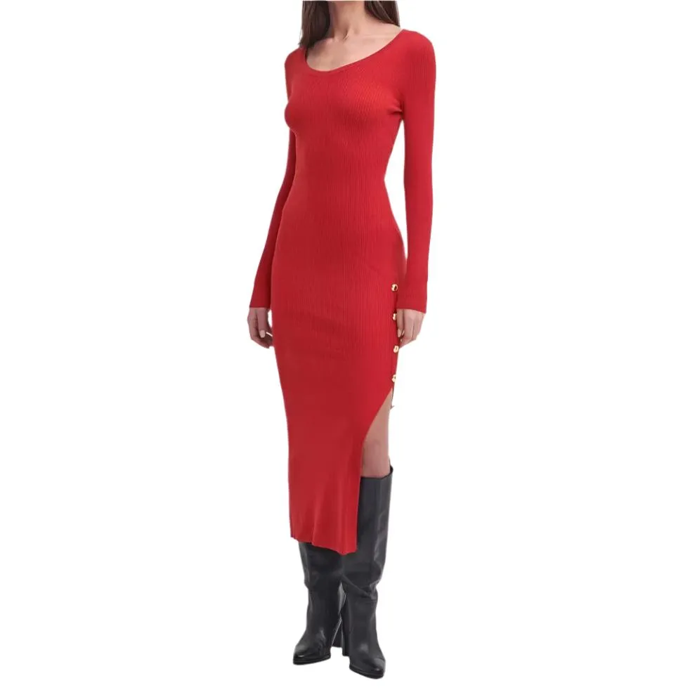 Barbour International Laia Knitted Midi Dress In Scarlet