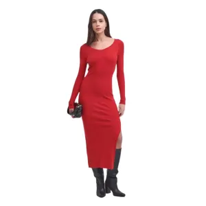 Barbour International Laia Knitted Midi Dress In Scarlet