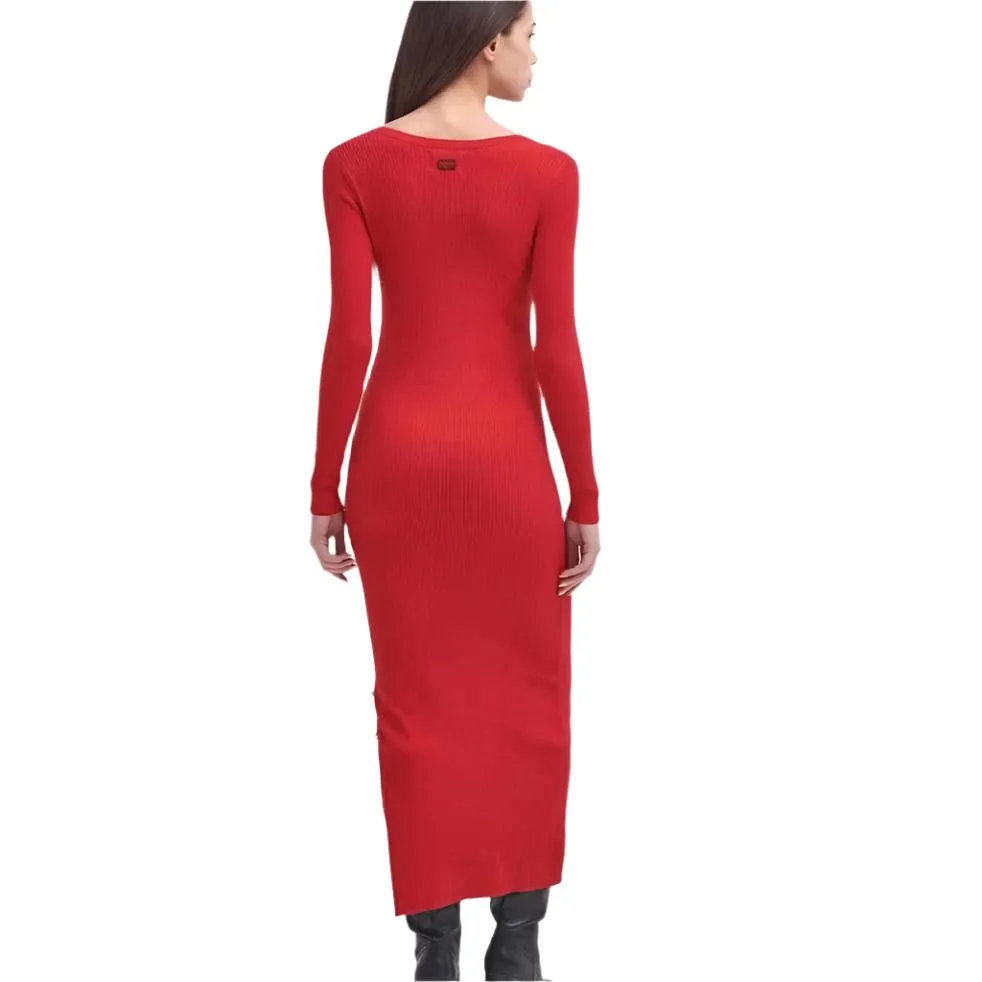 Barbour International Laia Knitted Midi Dress In Scarlet