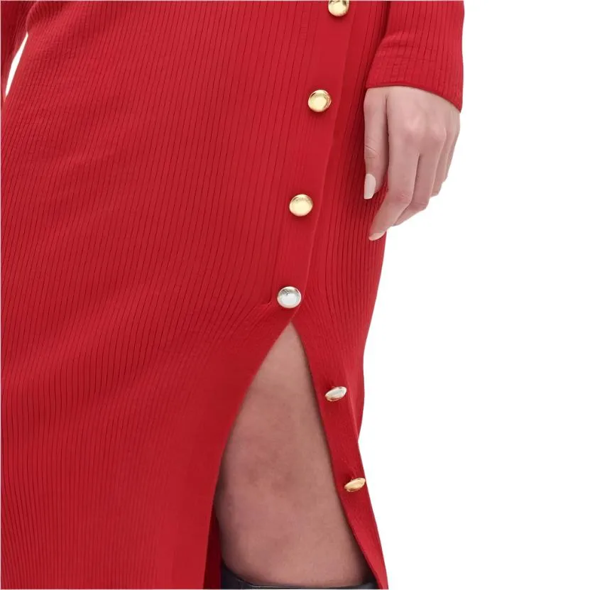 Barbour International Laia Knitted Midi Dress In Scarlet