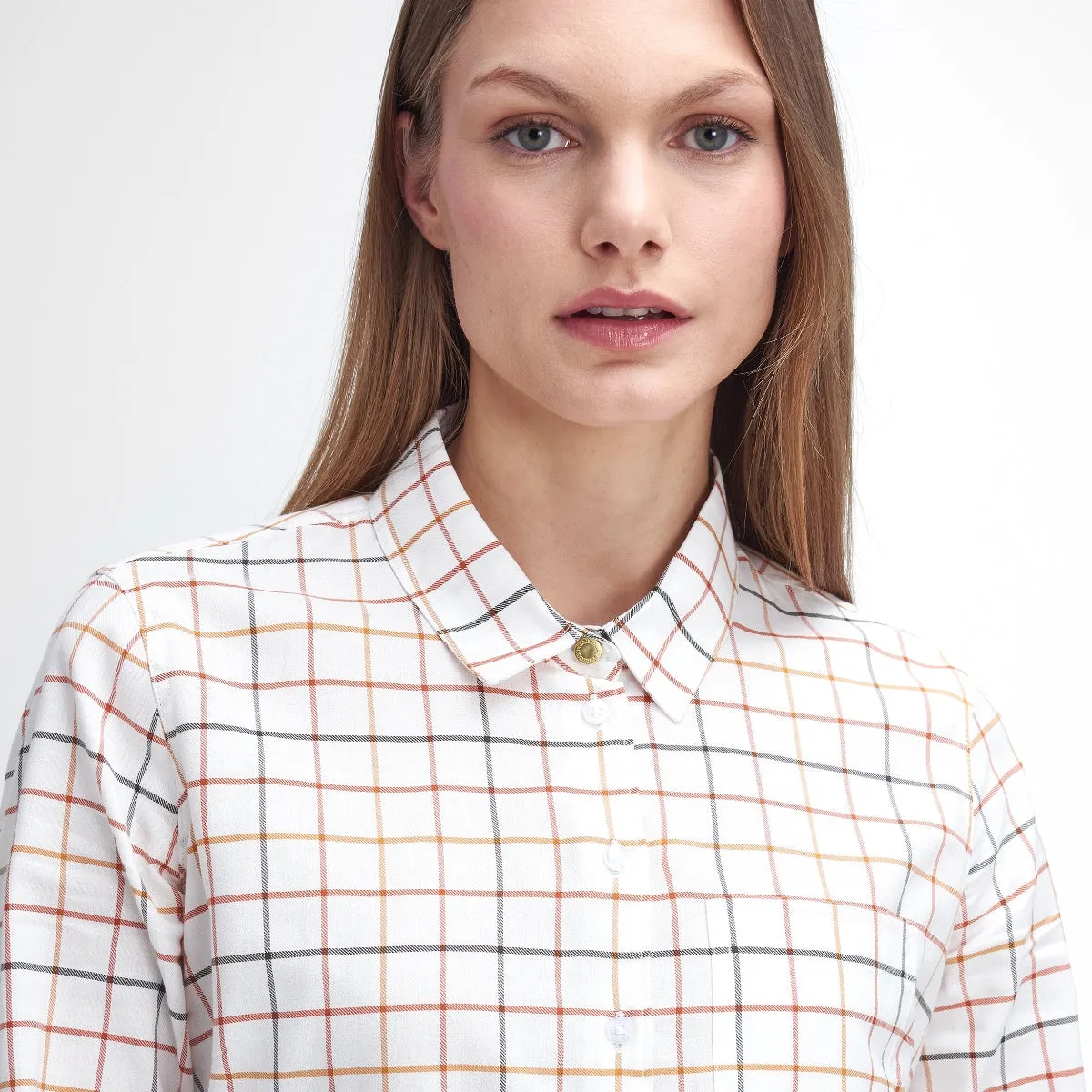 Barbour Triplebar Check Women's Shirt | Cloud - Spiced Pumpkin Check