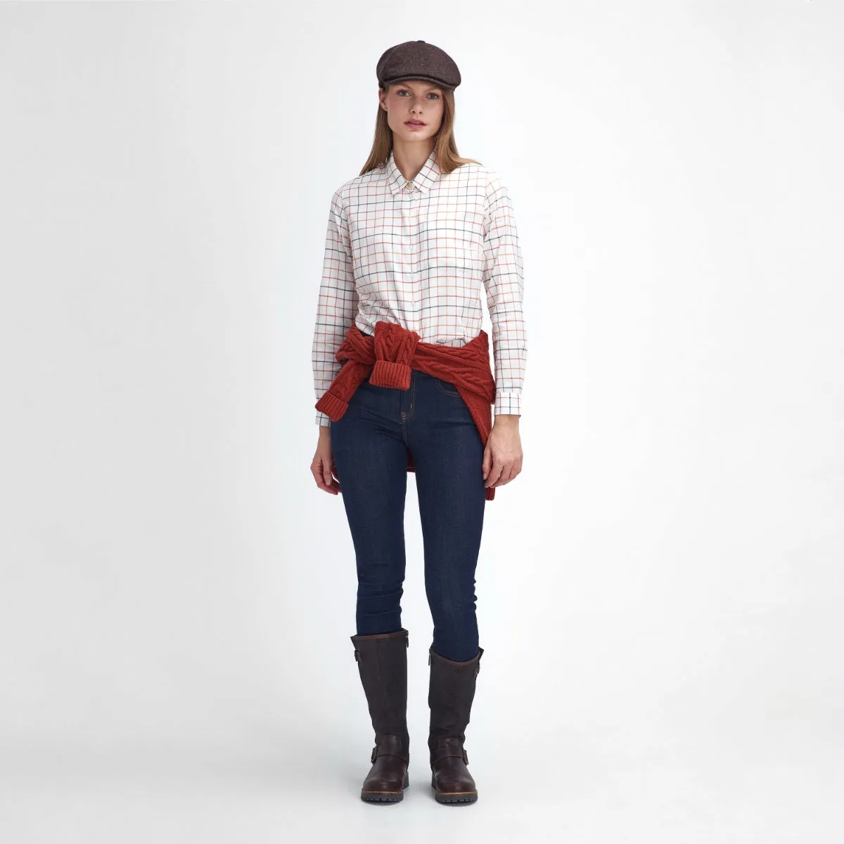 Barbour Triplebar Check Women's Shirt | Cloud - Spiced Pumpkin Check