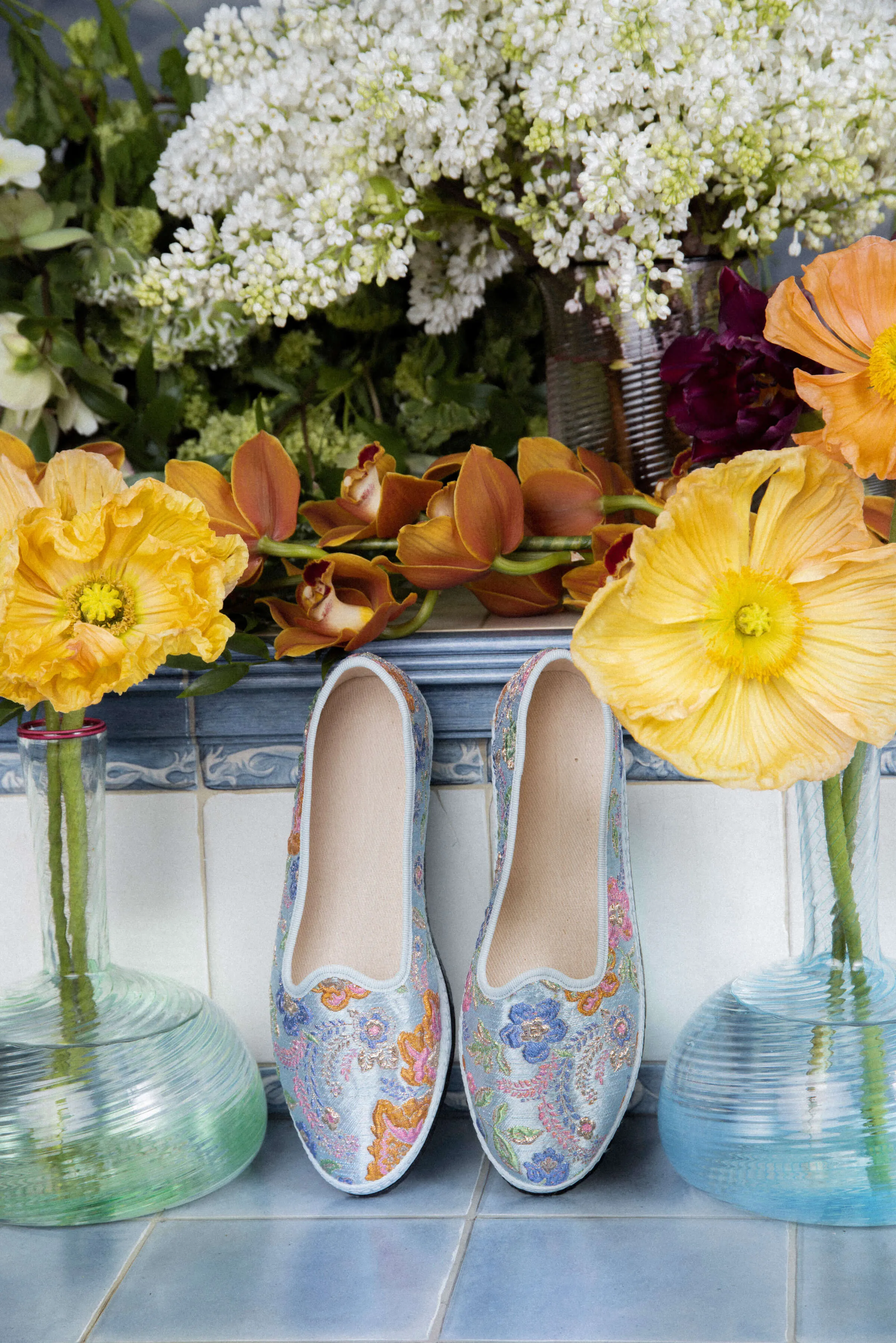 Bibi Metallic Floral Brocade Venetian Slipper