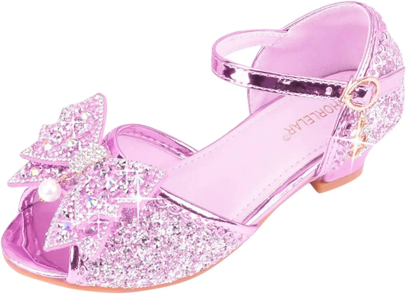 Big Kids High Heels for Girls Dress Pumps Glitter Sequins Princess Low Heels Shoes Youth Party Rhinestone Sandals