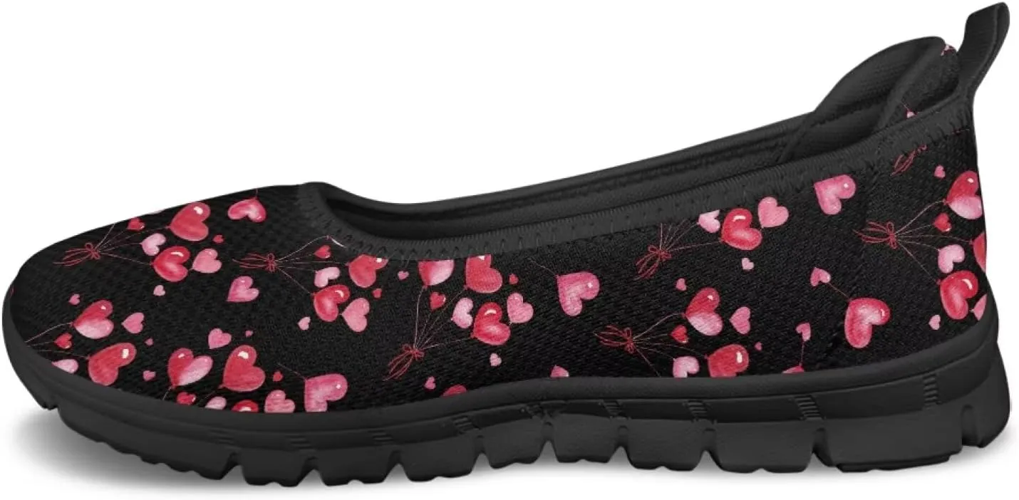 Binienty Casual Shoes for Women Mesh Kint Breathable Loafers Trendy Slip On Walking Sneakers Round Toe Flats for Travel