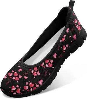 Binienty Casual Shoes for Women Mesh Kint Breathable Loafers Trendy Slip On Walking Sneakers Round Toe Flats for Travel