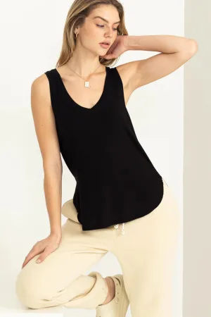 BLACK CALL ME YOURS V-NECK TANK TOP Final Sale