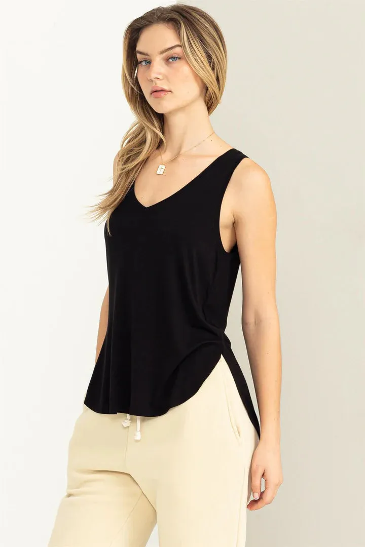 BLACK CALL ME YOURS V-NECK TANK TOP Final Sale