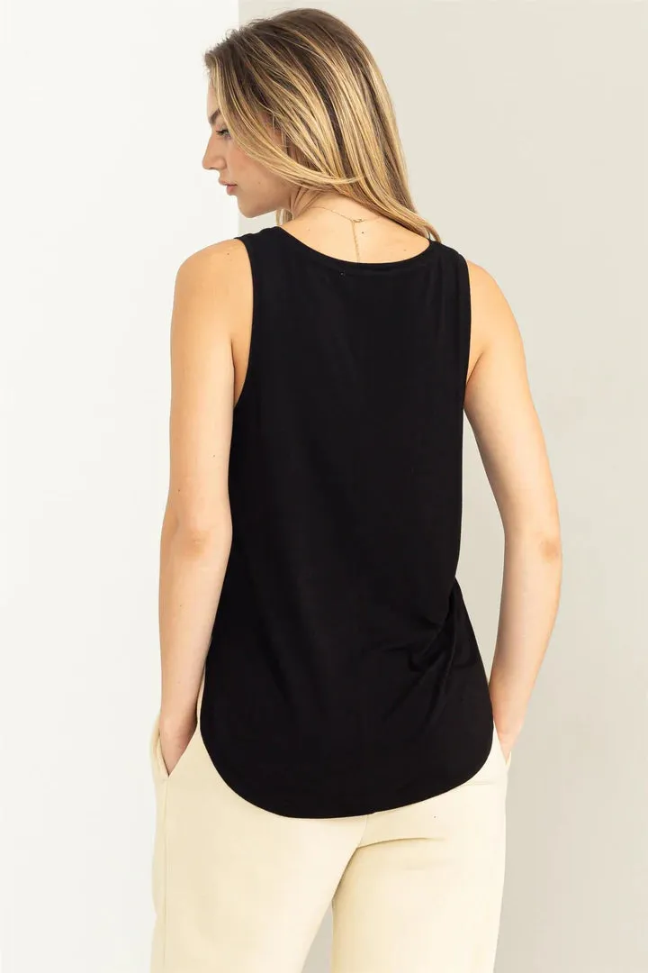 BLACK CALL ME YOURS V-NECK TANK TOP Final Sale