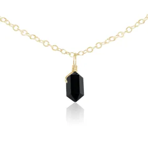 Black Tourmaline Mini Double Terminated Crystal Point Pendant Choker Necklace