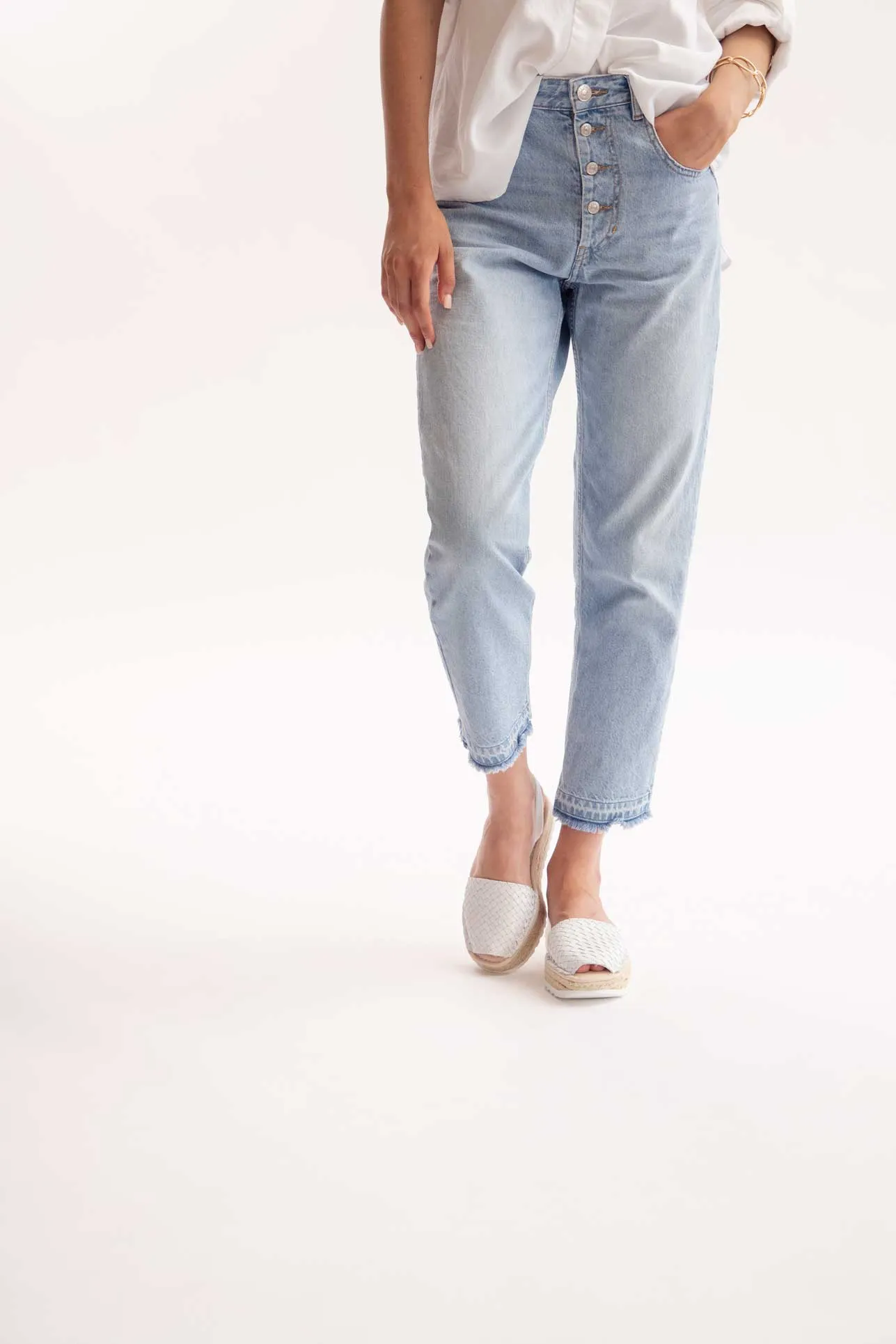 BLANCO CARME - Espadrille Flatform White Woven Leather Menorcan Sandals