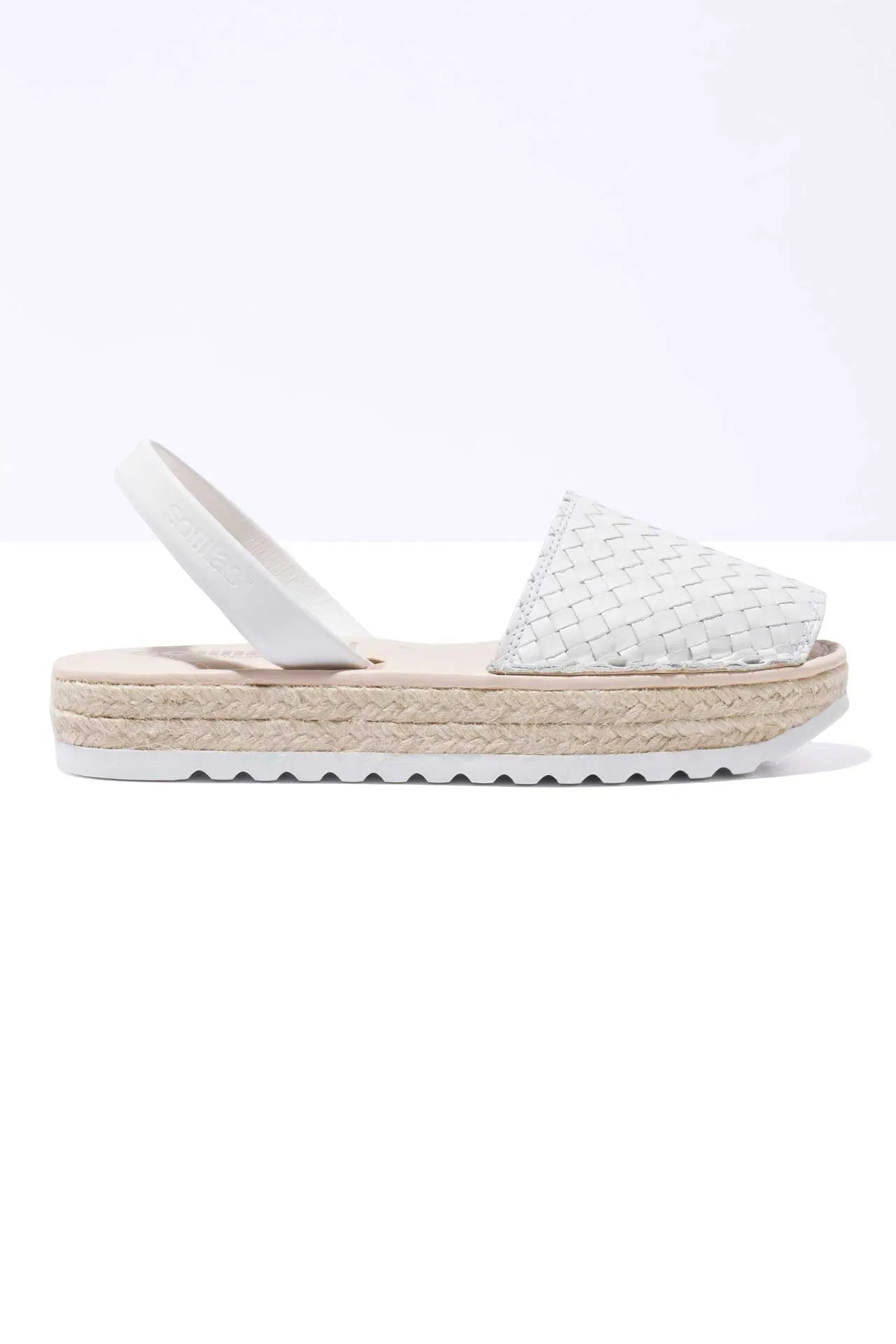BLANCO CARME - Espadrille Flatform White Woven Leather Menorcan Sandals