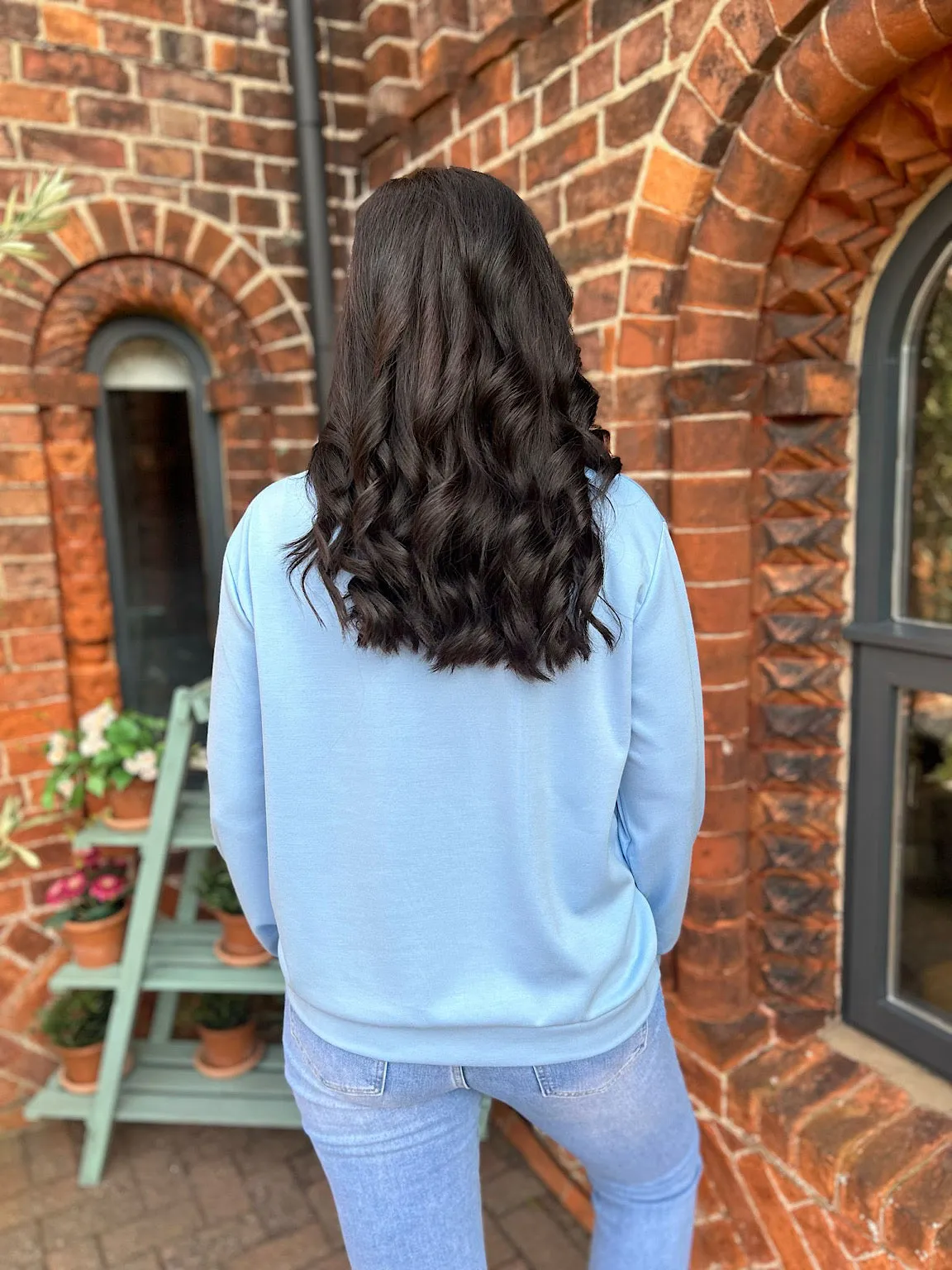 Blue Drawstring High Neck Sweatshirt Esme