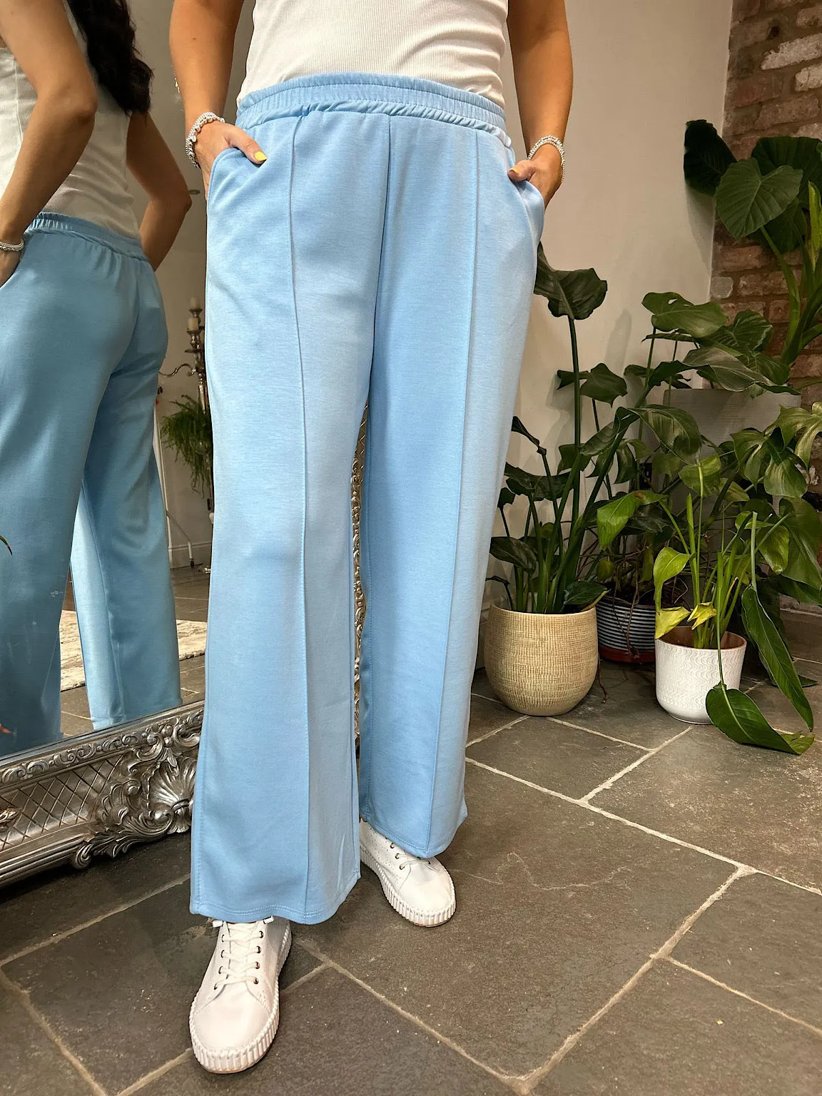 Blue Seam Front Pull On Comfort Trousers