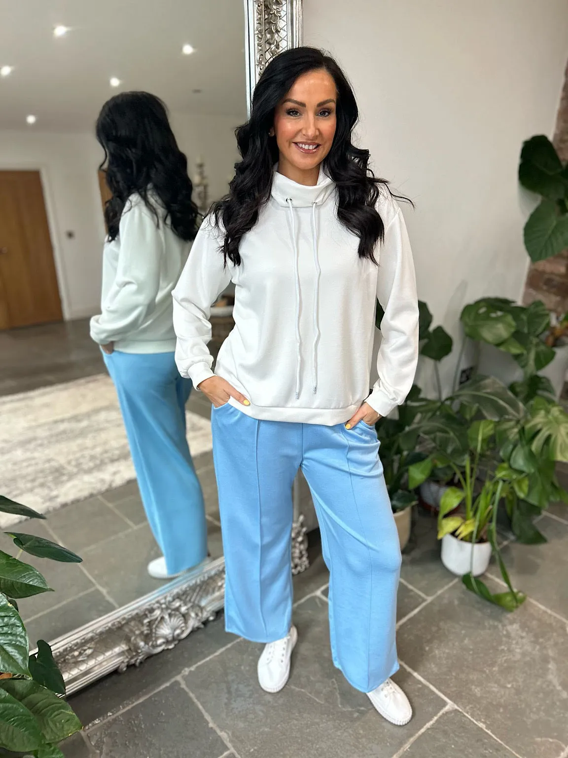 Blue Seam Front Pull On Comfort Trousers