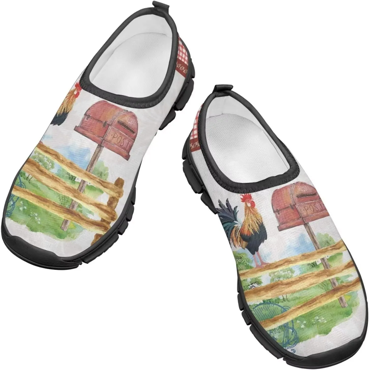 Boys Girls Slip Ons Flat Lightweight Sneakers Walking Casual Loafers Comfortable Art Painted Travel Outdoor Shoes for Big Kids US Size 11-15