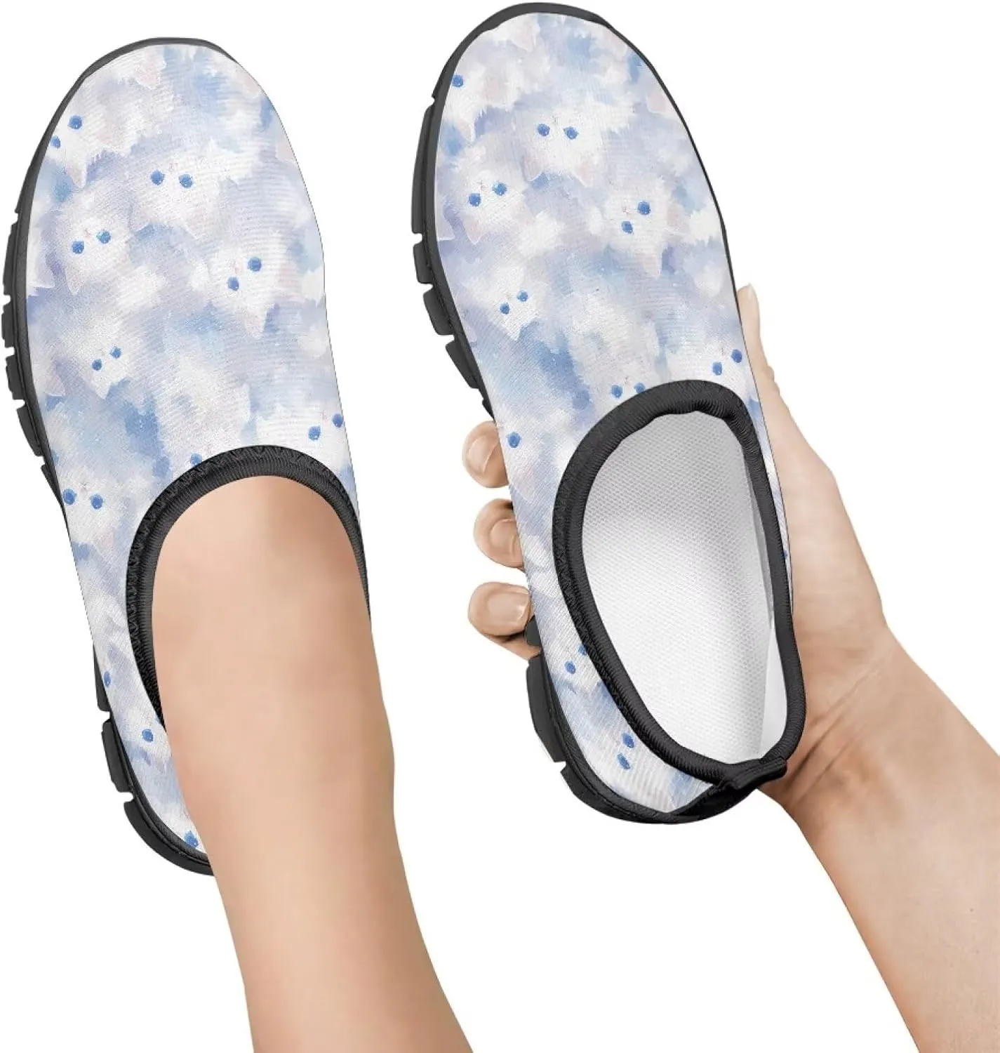 Boys Girls Slip Ons Flat Lightweight Sneakers Walking Casual Loafers Comfortable Art Painted Travel Outdoor Shoes for Big Kids US Size 11-15