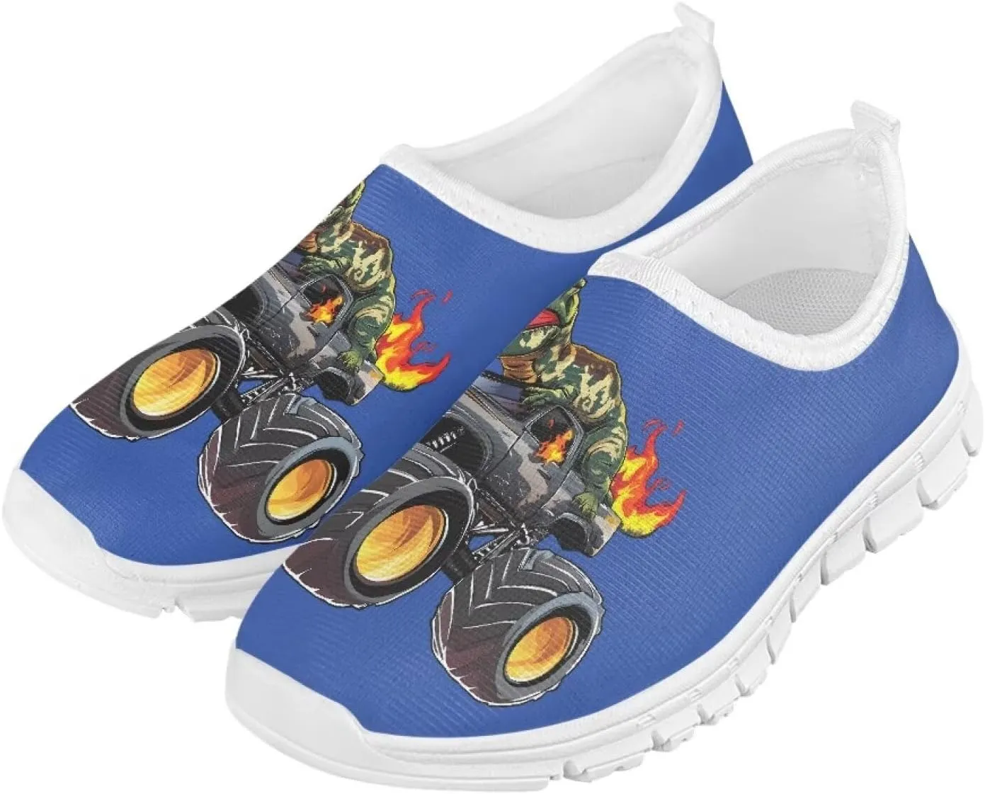 Boys Girls Slip Ons Flat Lightweight Sneakers Walking Casual Loafers Comfortable Art Painted Travel Outdoor Shoes for Big Kids US Size 11-15