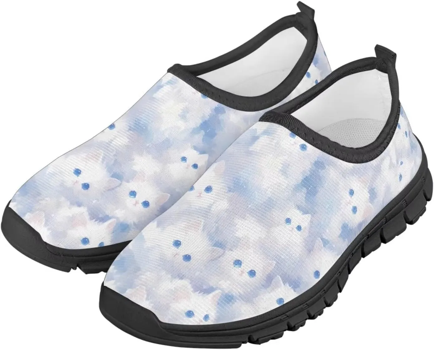 Boys Girls Slip Ons Flat Lightweight Sneakers Walking Casual Loafers Comfortable Art Painted Travel Outdoor Shoes for Big Kids US Size 11-15