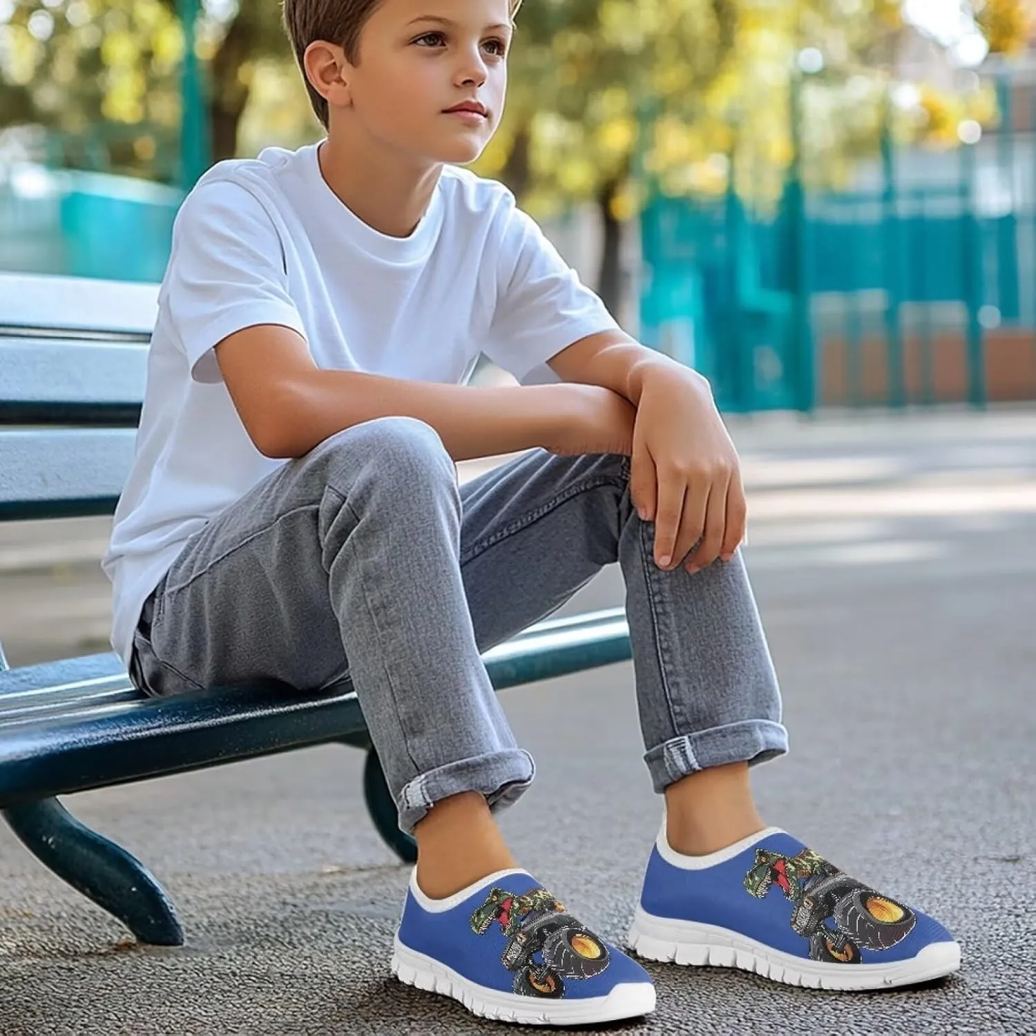 Boys Girls Slip Ons Flat Lightweight Sneakers Walking Casual Loafers Comfortable Art Painted Travel Outdoor Shoes for Big Kids US Size 11-15