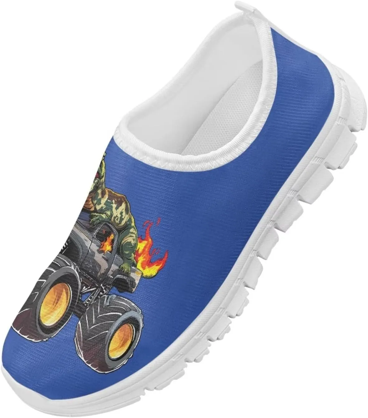 Boys Girls Slip Ons Flat Lightweight Sneakers Walking Casual Loafers Comfortable Art Painted Travel Outdoor Shoes for Big Kids US Size 11-15