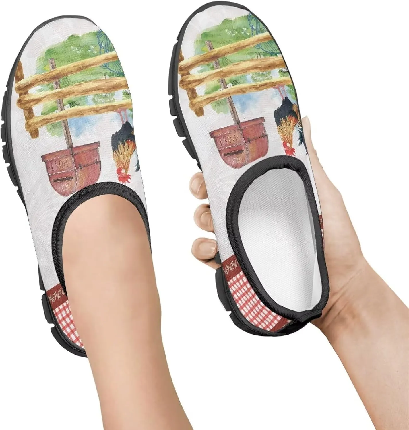Boys Girls Slip Ons Flat Lightweight Sneakers Walking Casual Loafers Comfortable Art Painted Travel Outdoor Shoes for Big Kids US Size 11-15