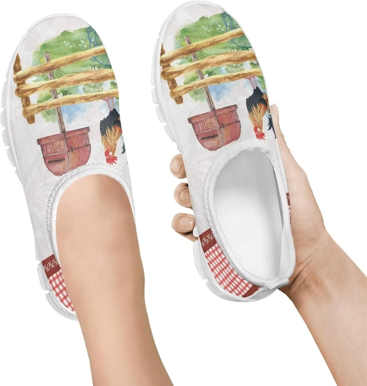 Boys Girls Slip Ons Flat Lightweight Sneakers Walking Casual Shoes Comfortable Art Painted Travel Outdoor Shoes for Big Kids US Size 11-15