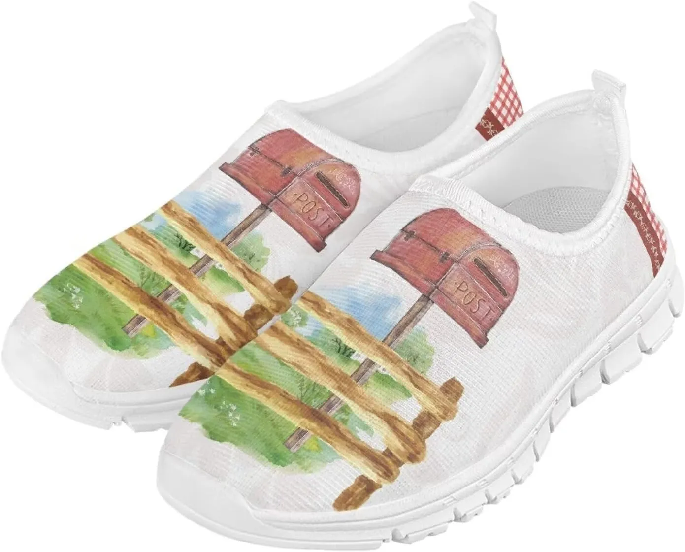 Boys Girls Slip Ons Flat Lightweight Sneakers Walking Casual Shoes Comfortable Art Painted Travel Outdoor Shoes for Big Kids US Size 11-15
