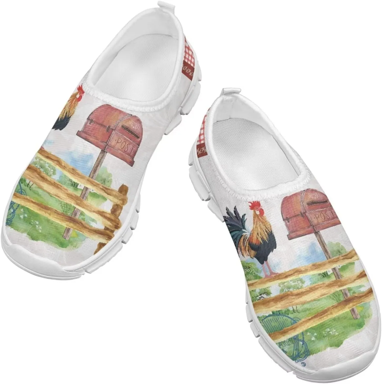 Boys Girls Slip Ons Flat Lightweight Sneakers Walking Casual Shoes Comfortable Art Painted Travel Outdoor Shoes for Big Kids US Size 11-15