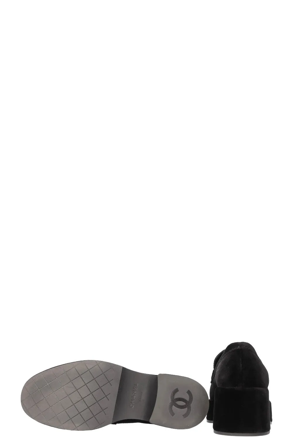 CHANEL Flats Velvet Black