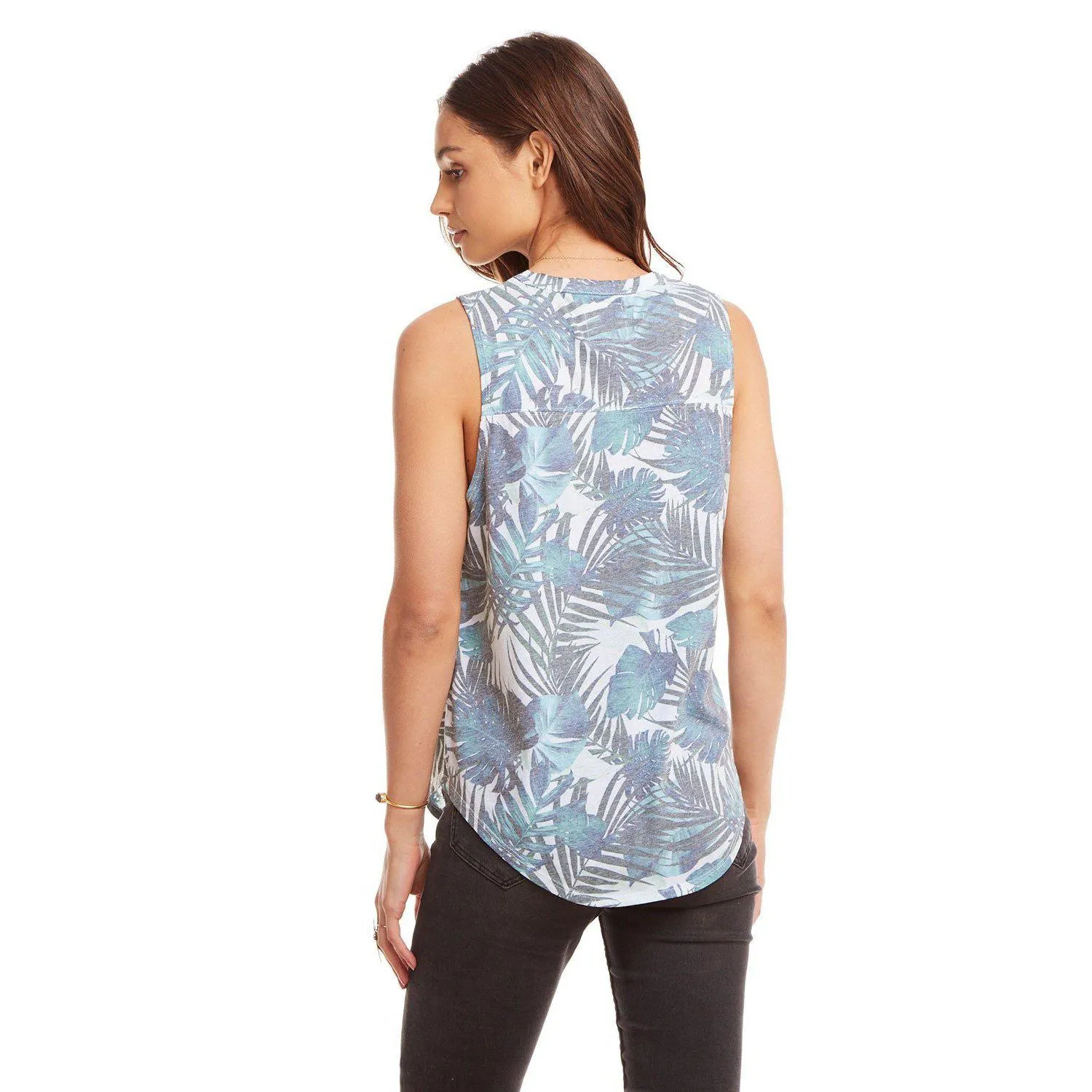 Chaser Vintage Jersey Shirttail Muscle w/ Yoke Palm Print