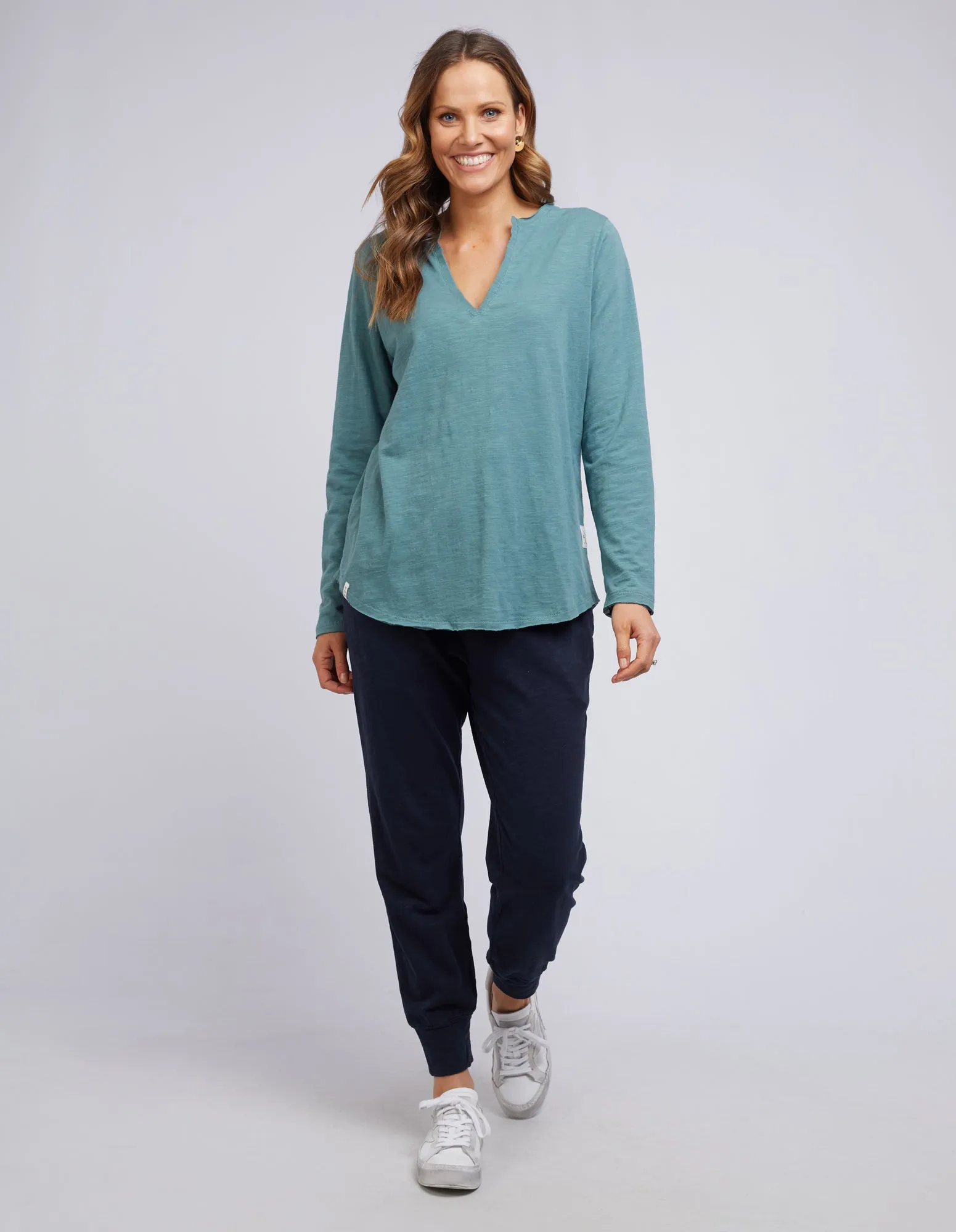 Coles Bay Henley Long Sleeve Tee - Pine Green
