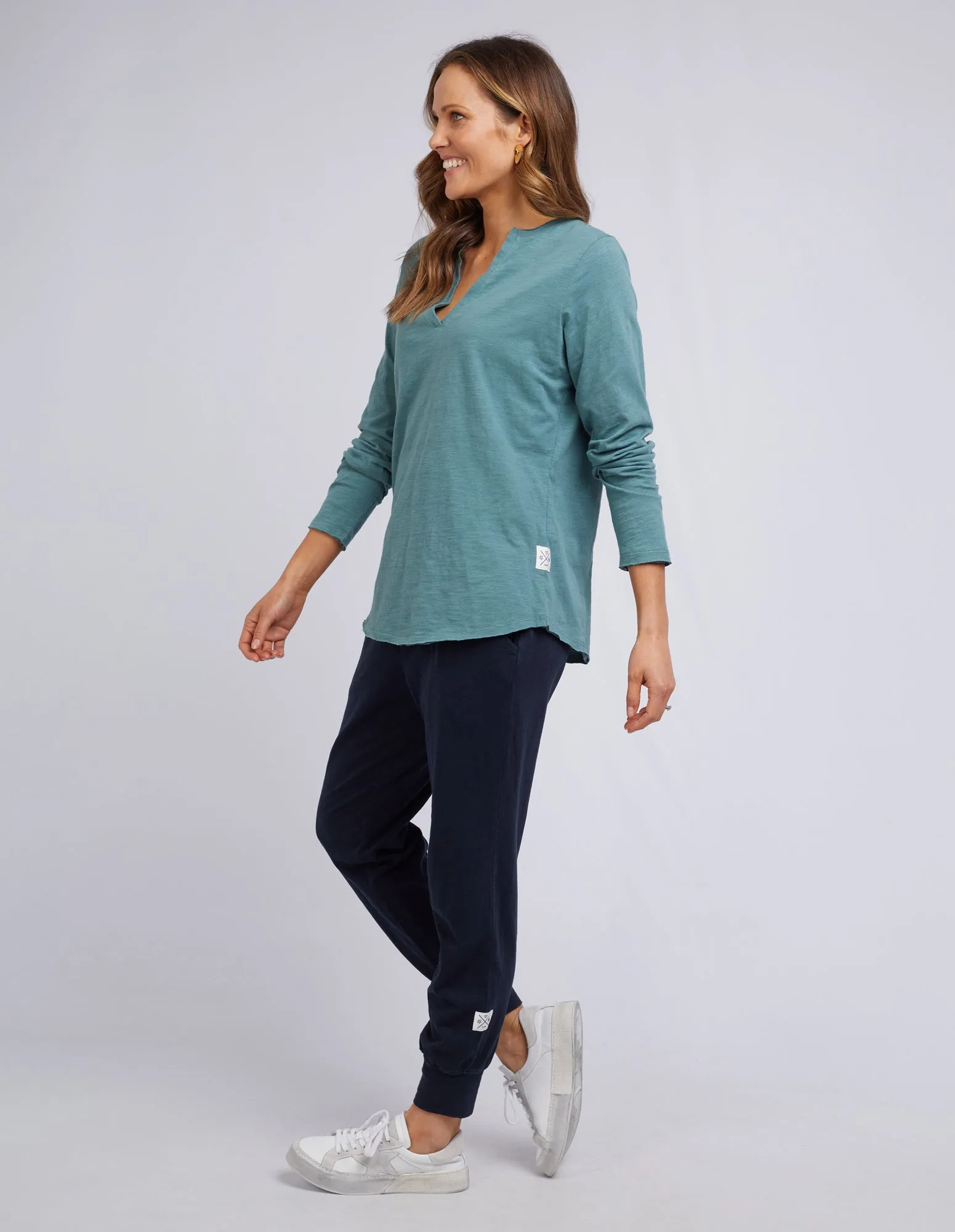 Coles Bay Henley Long Sleeve Tee - Pine Green