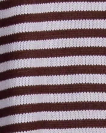 Dropped-Shoulder Striped Knit Sweater in Powder Blue/Brown | Powder Blue/Brown
