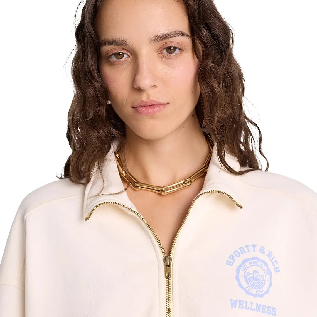 Emblem Quarter Zip Coconut/Sky Blue