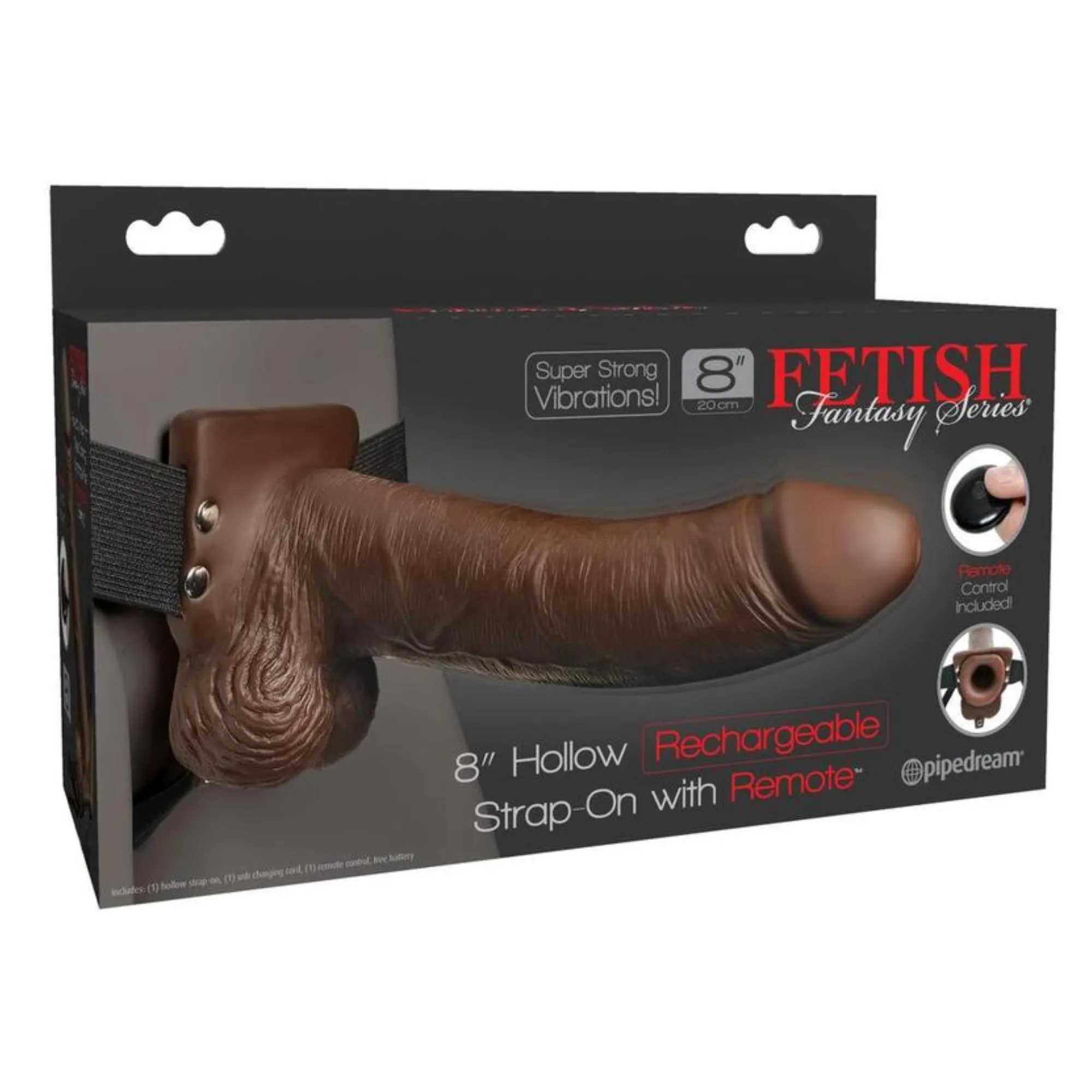 Fetish Fantasy Series - 8" Vibrating Hollow Strap-on w/ Remote Control