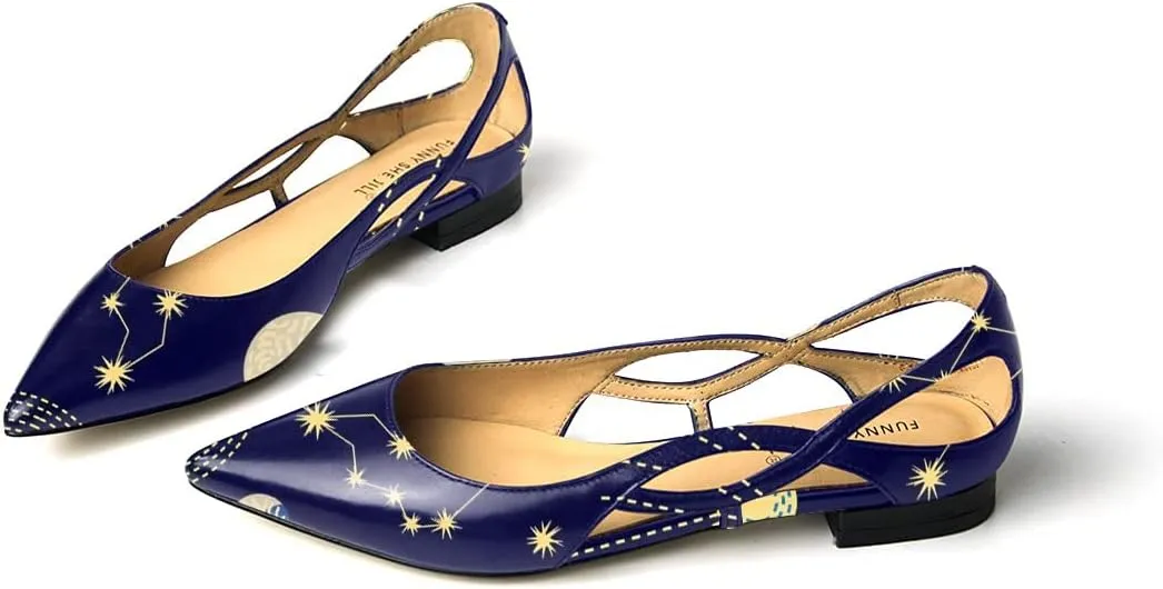 FSJ Women Classic Pointed Toe Flats Block Low Heel Pumps Irregular Cutout Slip on Shoes for Office Outfit Size 4-15 US