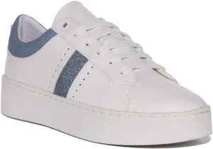 Geox D Skyely Platform In White Blue For Women