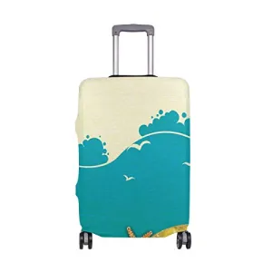 GIOVANIOR Yellow Beach Starfish Seashells Slipper Luggage Cover Suitcase Protector Carry On Covers