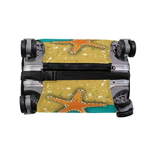 GIOVANIOR Yellow Beach Starfish Seashells Slipper Luggage Cover Suitcase Protector Carry On Covers