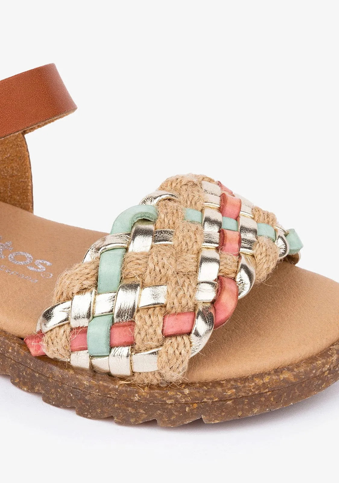 Girl's Brown Braided Sandals Leather