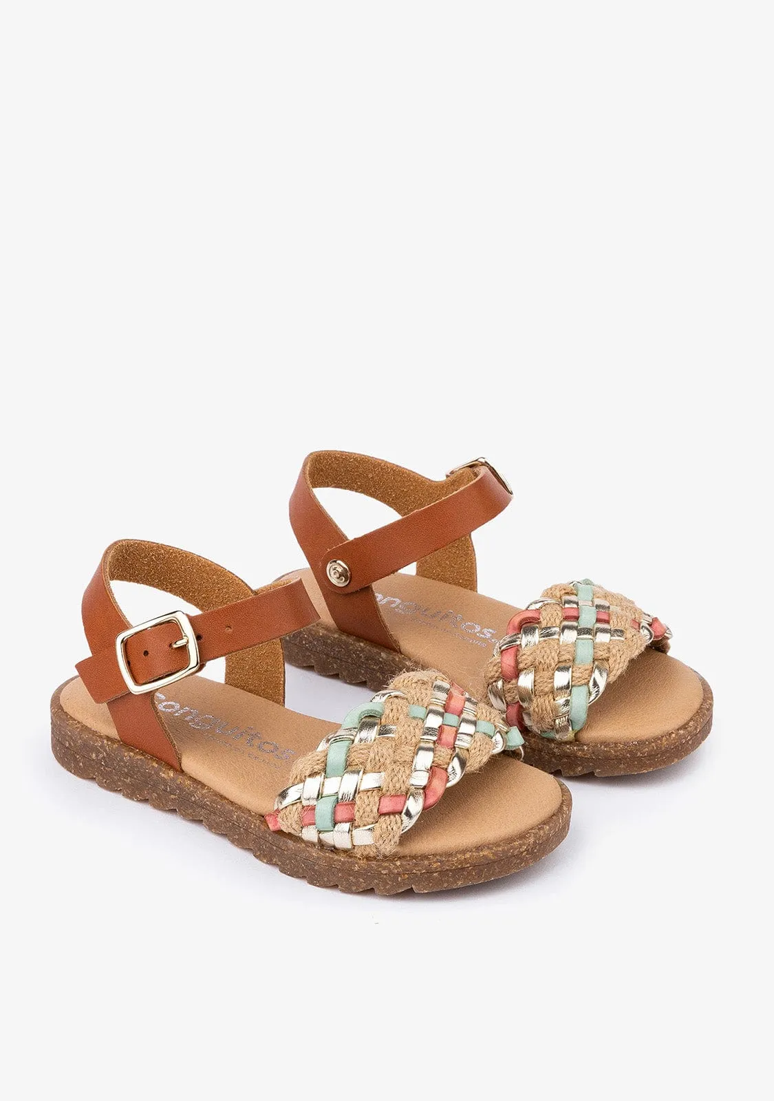 Girl's Brown Braided Sandals Leather